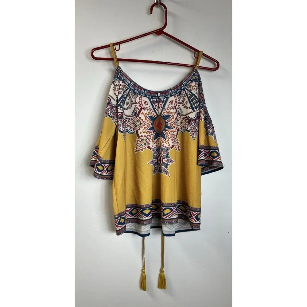 FLYING TOMATO Small Cold Shoulder Lace Up Front Colorful/Sexy/Fun S 💛 - Picture 2 of 5
